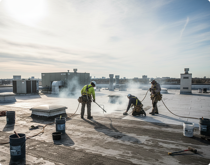 Roofing Team at Work