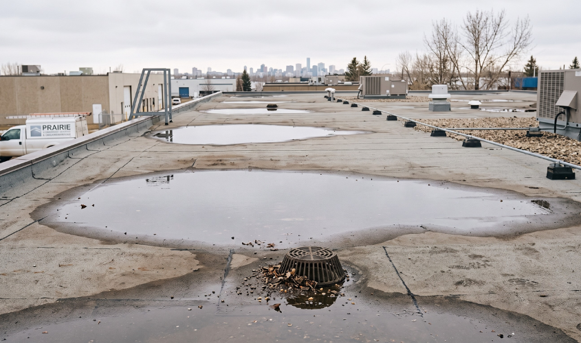 How Minor Water Pooling and Sagging Can Quietly Trigger Total Flat Roof Failure